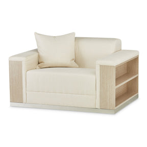 Laguna Ridge Chair and a Half in Champagne with Brushed Platinum Base – Aico Furniture