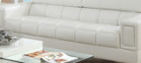 White Faux Leather Living Room 2pc Sofa set Sofa And Loveseat Furniture Couch Unique Design Metal Legs Adjustable Headrest Home Elegance USA