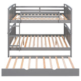 Full-Over-Full Bunk Bed with Twin size Trundle , Separable Bunk Bed for Bedroom - Grey - Home Elegance USA