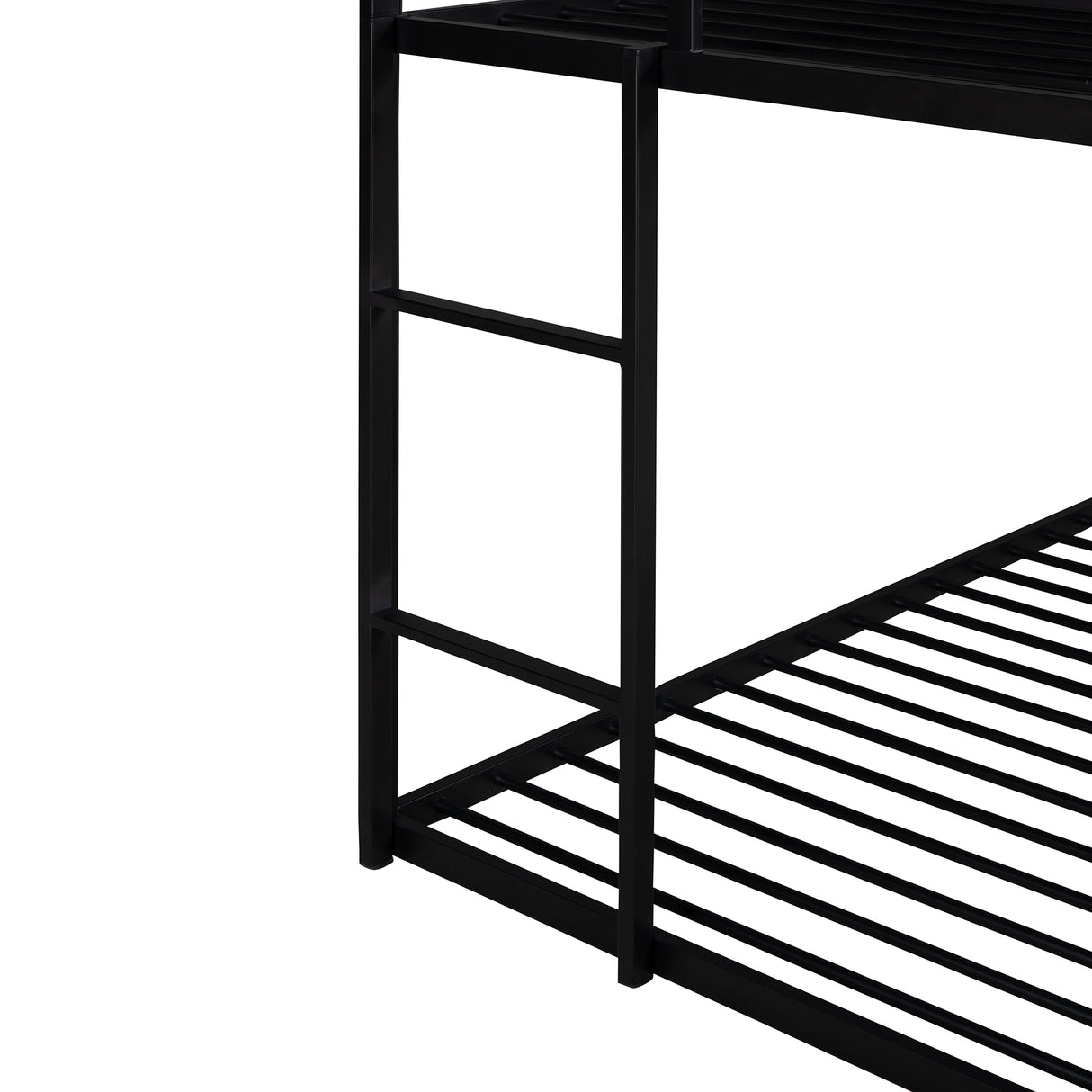 Bunk Beds for Kids Twin over Twin,House Bunk Bed Metal Bed Frame Built-in Ladder,No Box Spring Needed Black - Home Elegance USA