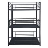 Full-Full-Full Metal  Triple Bed  with Built-in Ladder, Divided into Three Separate Beds,Black - Home Elegance USA