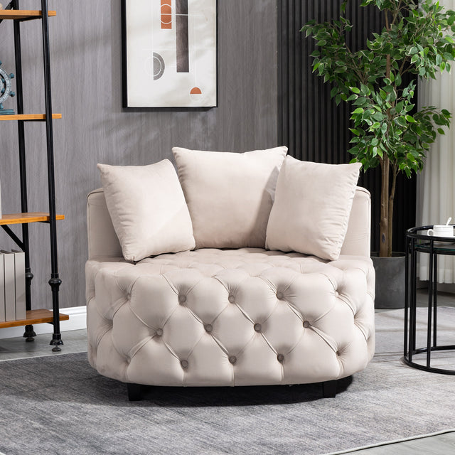 A&A Furniture,Accent Chair / Classical Barrel Chair for living room / Modern Leisure Sofa Chair (Khaki) Home Elegance USA