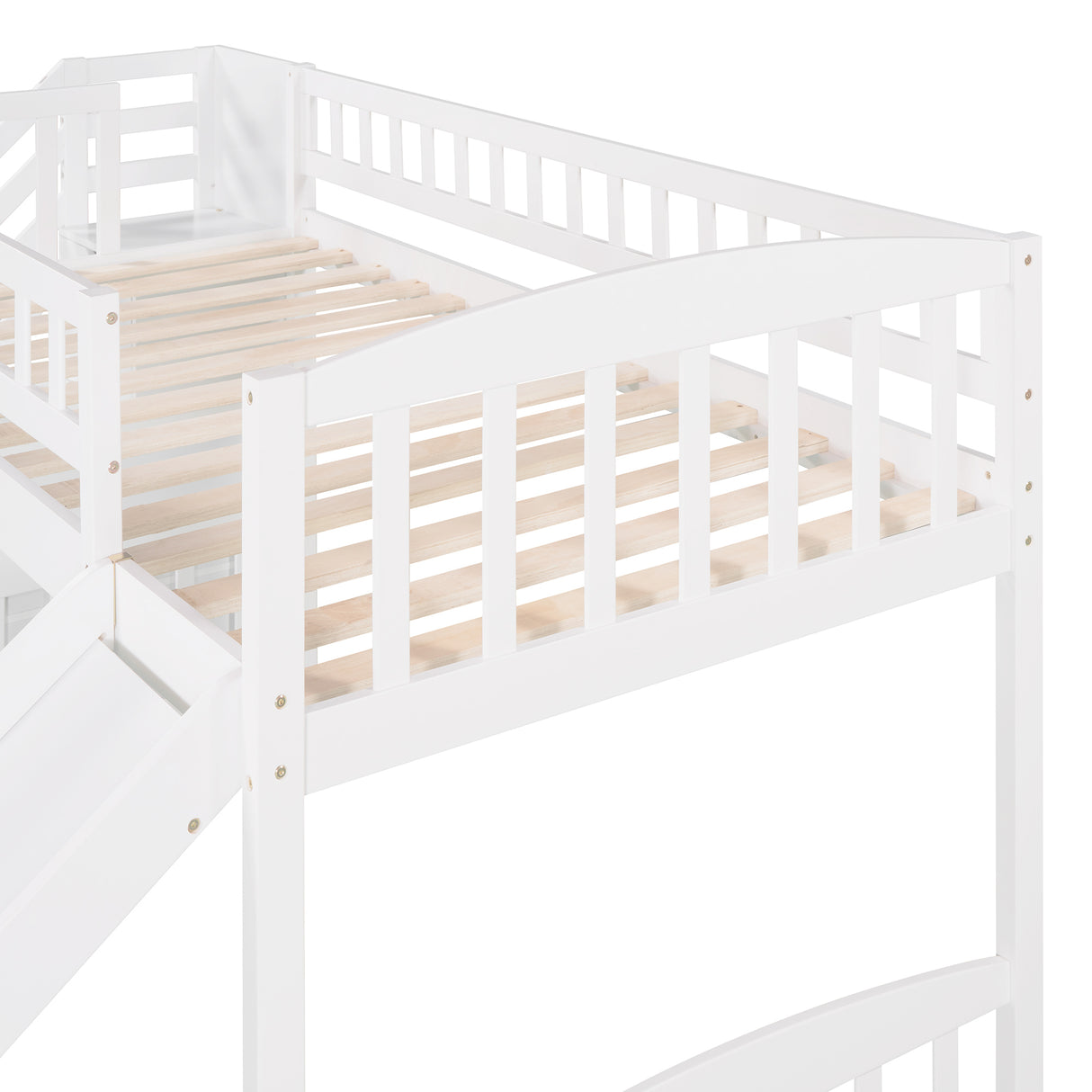 Stairway Twin Size Loft Bed with Two Drawers and Slide, White（OLD SKU:LP000515AAK） - Home Elegance USA