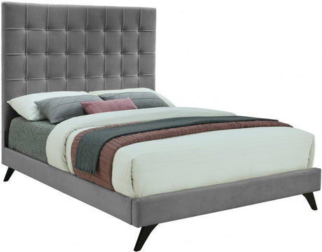 Meridian Furniture - Elly Velvet King Bed In Grey - Ellygrey-K