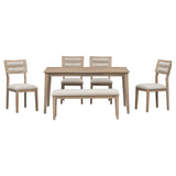 TREXM Classic and Traditional Style 6 - Piece Dining Set, Includes Dining Table, 4 Upholstered Chairs & Bench (Natural Wood Wash) - Home Elegance USA