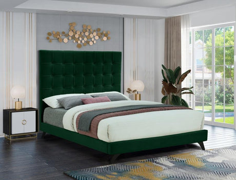 Meridian Furniture - Elly Velvet King Bed In Green - Ellygreen-K