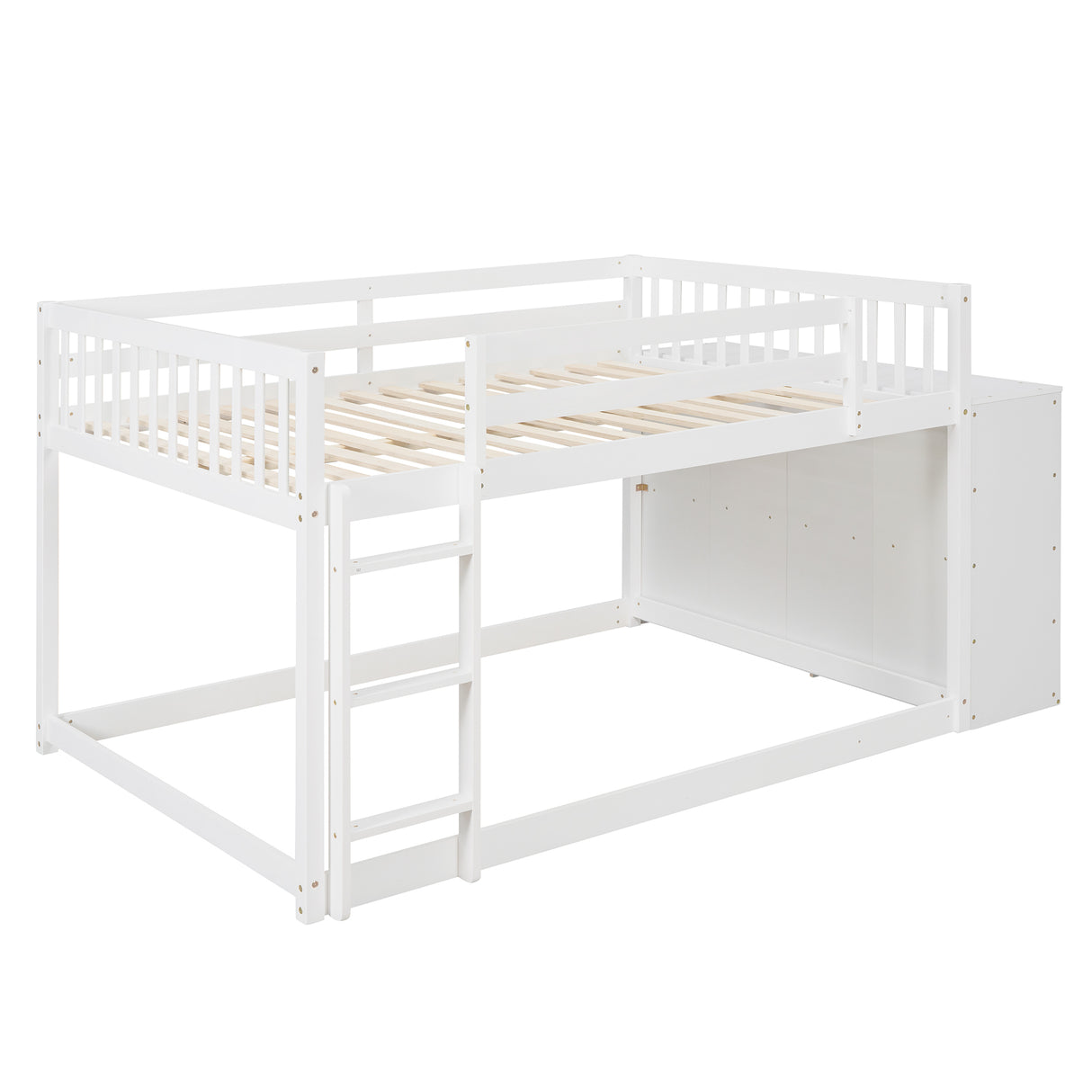 Full over Full Bunk Bed with 4 Drawers and 3 Shelves-White - Home Elegance USA