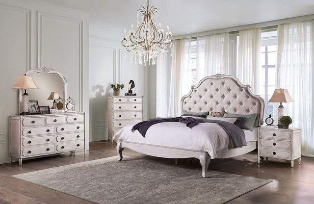 Esther - 4 Piece Queen Bedroom Set - Antique White - Home Elegance USA