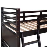 Twin over Twin Wood Bunk Bed with Two Drawers - Espresso· - Home Elegance USA