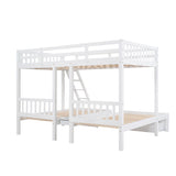 Full Over Twin & Twin Bunk Bed, Wood Triple Bunk Bed with Drawers and Guardrails, White (OLD SKU: LP000143AAK) - Home Elegance USA