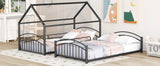 Twin Over Twin Metal Bunk Bed With Slide,Kids House Bed Black - Home Elegance USA