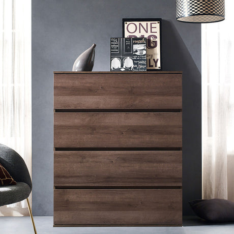 Liv Four-Drawer Contemporary Wood Chest in Walnut Brown - Home Elegance USA