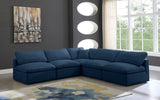 Plush - Cloud 5 Piece Modular Sectional - Navy - Fabric - Home Elegance USA