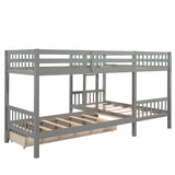 Twin L-Shaped Bunk bed with Drawers-Gray(OLD SKU :LP000038AAE) - Home Elegance USA