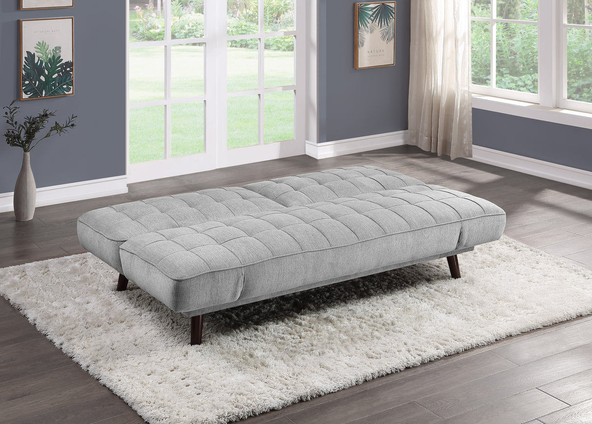 Elegant Three-in-One Lounger Sofa Sleeper Silver-Gray Chenille Fabric Upholstered Attached Cushions Adjustable Arms Casual Living Room Furniture - Home Elegance USA