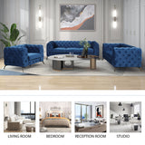 63" Velvet Upholstered Loveseat Sofa,Modern Loveseat Sofa with Button Tufted Back,2 - Person Loveseat Sofa Couch for Living Room,Bedroom,or Small Space,Blue - SG000602AAC - image - 7