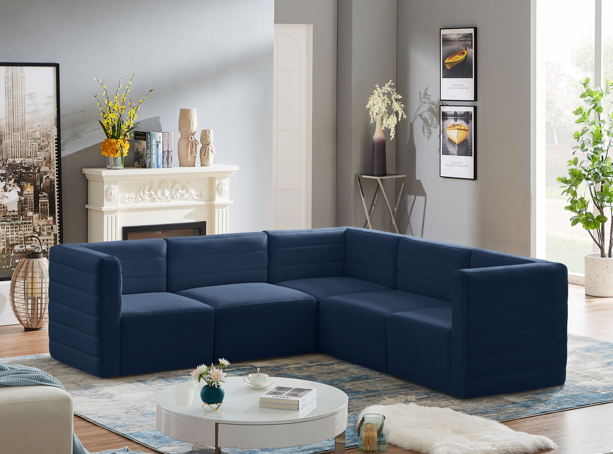 Quincy - Modular Sectional 5 Piece - Navy - Home Elegance USA