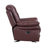 Global United  Leather Air Upholstered Reclining Console Loveseat with Fiber Back Home Elegance USA