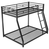 Metal Floor Bunk Bed, Twin over Full,Black(OLD SKU:MF193244AAB) - Home Elegance USA