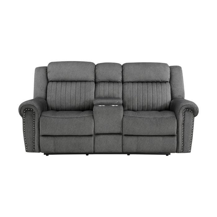 Brennen Power Double Reclining Love Seat With Center Console In Charcoal 9204Cc - 2Pw | Homelegance | Home Elegance USA