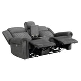 Brennen Power Double Reclining Love Seat With Center Console In Charcoal 9204Cc - 2Pw | Homelegance | Home Elegance USA