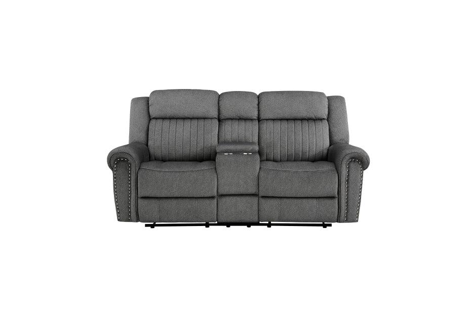 Brennen Double Reclining Loveseat With Center Console In Charcoal 9204Cc - 2 | Homelegance | Home Elegance USA