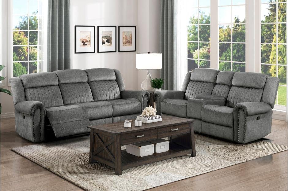 Brennen 2 - Piece Sofa Set In Charcoal 9204Cc*2 | Homelegance | Home Elegance USA