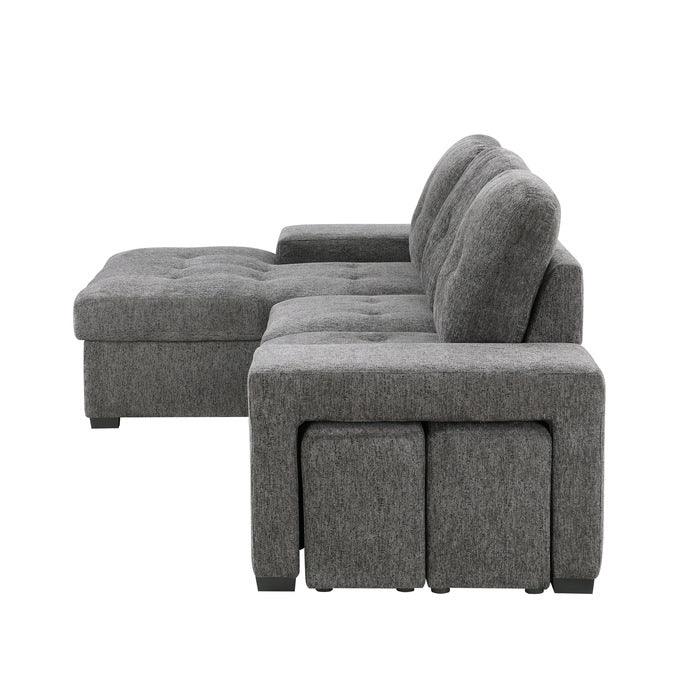 Dadeville 2 - Piece Sectional With Pull - Out Bed, Stools And Left Chaise With Hidden Storage | Home Elegance ÚSA