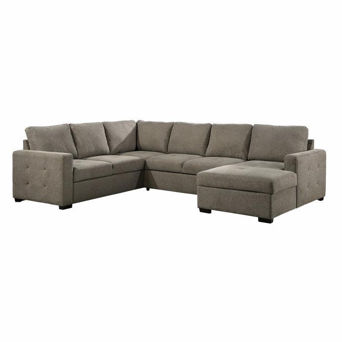 Homelegance - Elton 3-Piece Sectional With Pull-Out Bed And Right Chaise With Hidden Storage In Brown - 9206Br*33Lrc