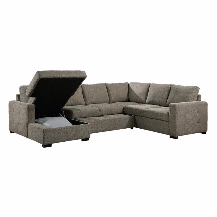 Homelegance - Elton 3-Piece Sectional With Pull-Out Bed And Left Chaise With Hidden Storage In Brown - 9206Br*3Lc3R