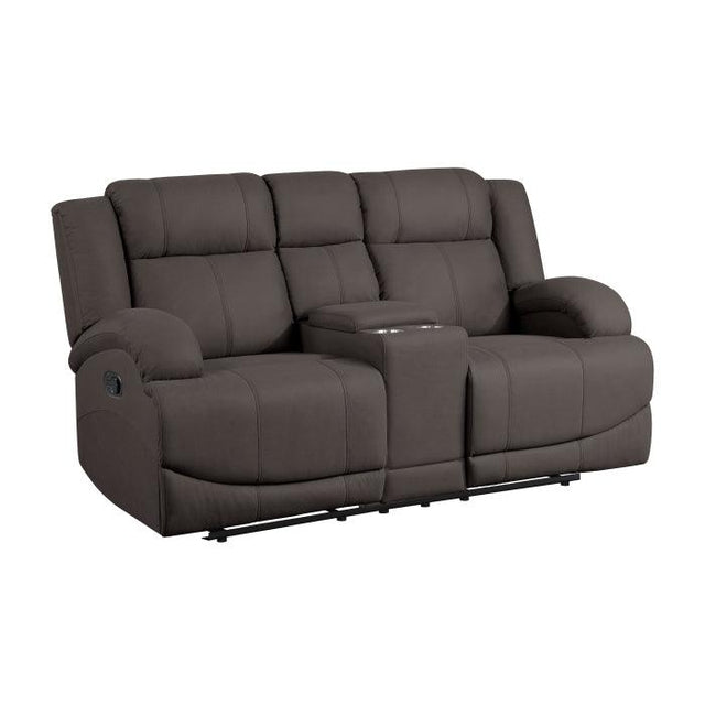 Camryn Double Reclining Loveseat With Center Console In Chocolate 9207Chc - 2 | Homelegance | Home Elegance USA