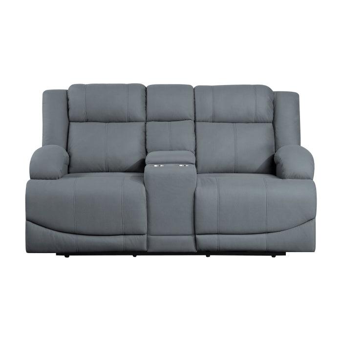Camryn Power Double Reclining Loveseat With Center Console In Graphite Blue 9207Gpb - 2Pw | Homelegance | Home Elegance USA