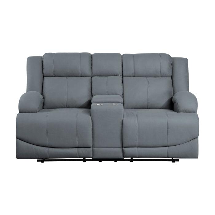 Camryn Double Reclining Loveseat With Center Console In Graphite Blue 9207Gpb - 2 | Homelegance | Home Elegance USA