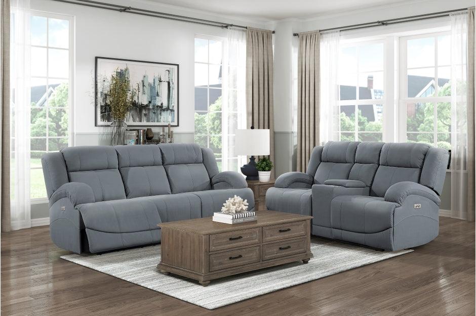 Camryn 2 Piece Power Double Reclining Sofa Set In Graphite Blue 9207Gpb*2Pw | Homelegance | Home Elegance USA