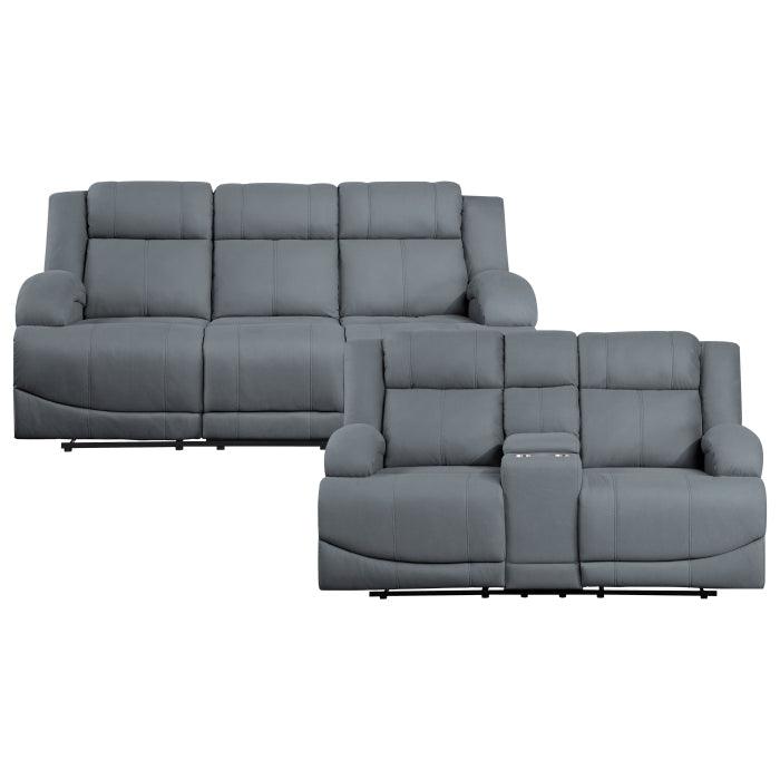 Camryn 2 Piece Reclining Sofa Set In Graphite Blue 9207Gpb*2 | Homelegance | Home Elegance USA