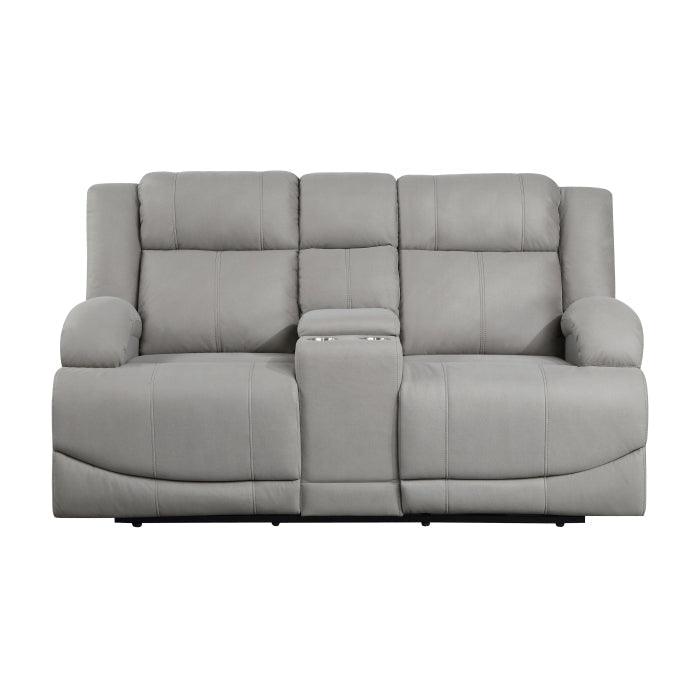 Camryn Power Double Reclining Loveseat With Center Console In Gray 9207Gry - 2Pw | Homelegance | Home Elegance USA