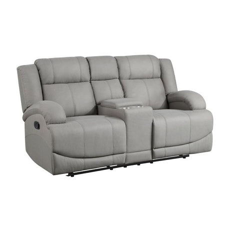 Homelegance - Camryn Double Reclining Loveseat With Center Console In Gray - 9207Gry-2