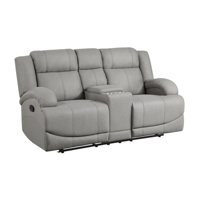 Camryn Double Reclining Loveseat With Center Console In Gray 9207Gry - 2 | Homelegance | Home Elegance USA