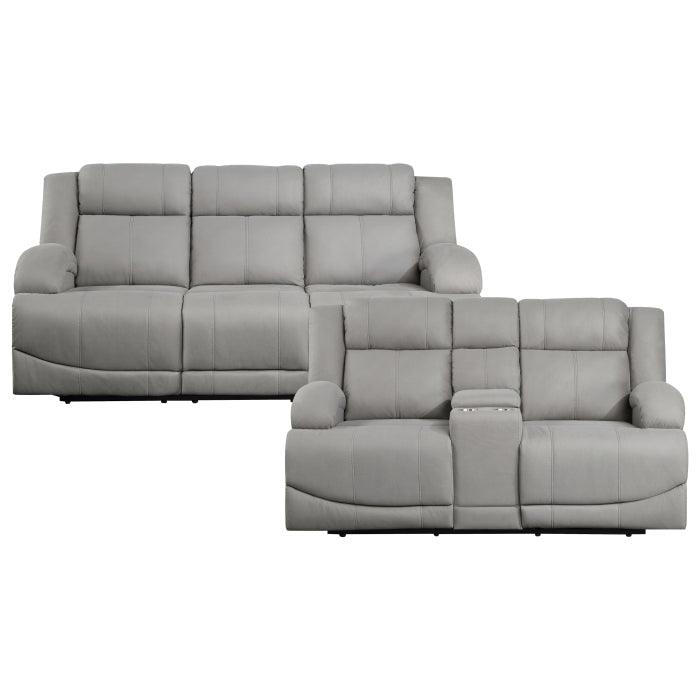 Camryn 2 Piece Power Double Reclining Sofa Set In Gray 9207Gry*2Pw | Homelegance | Home Elegance USA