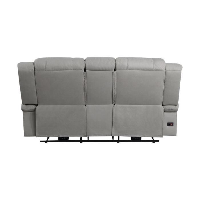 Camryn Power Double Reclining Loveseat With Center Console In Gray 9207Gry - 2Pw | Homelegance | Home Elegance USA