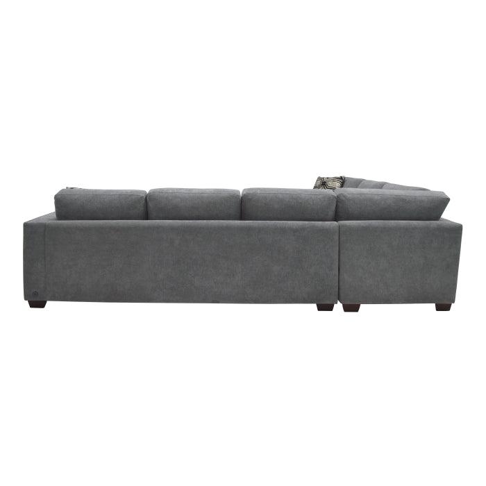 Homelegance - Sidney 3-Piece Sectional With Storage Ottoman And Usb Ports In Gray - 9212Gry*3Ot