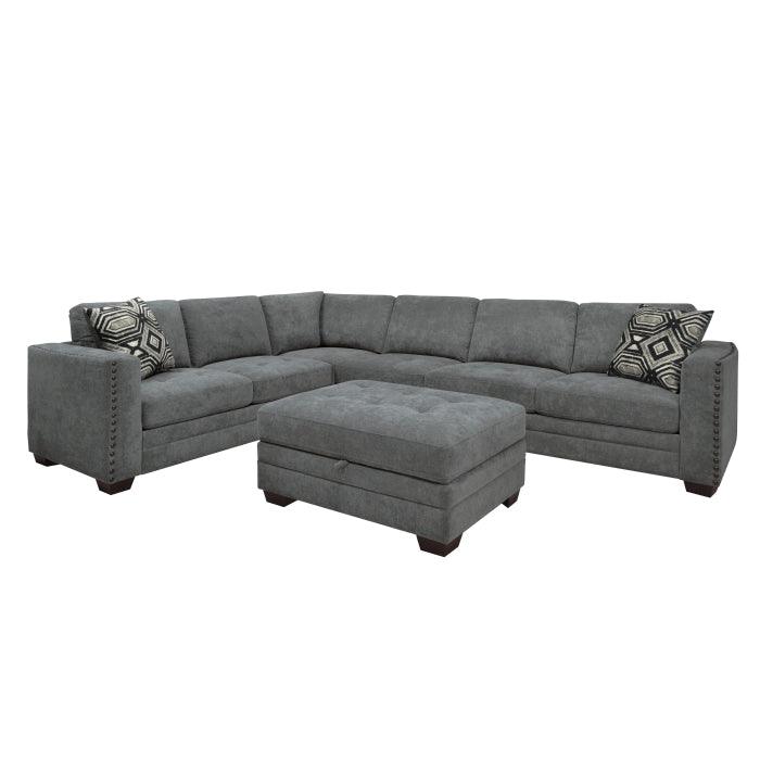 Homelegance - Sidney 3-Piece Sectional With Storage Ottoman And Usb Ports In Gray - 9212Gry*3Ot