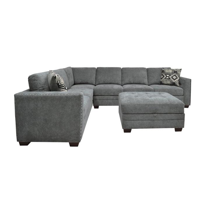 Homelegance - Sidney 3-Piece Sectional With Storage Ottoman And Usb Ports In Gray - 9212Gry*3Ot