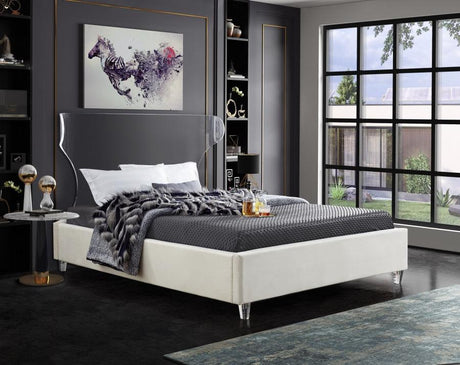 Meridian Furniture - Ghost Velvet King Bed In Cream - Ghostcream-K