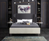 Meridian Furniture - Ghost Velvet Queen Bed In Cream - Ghostcream-Q