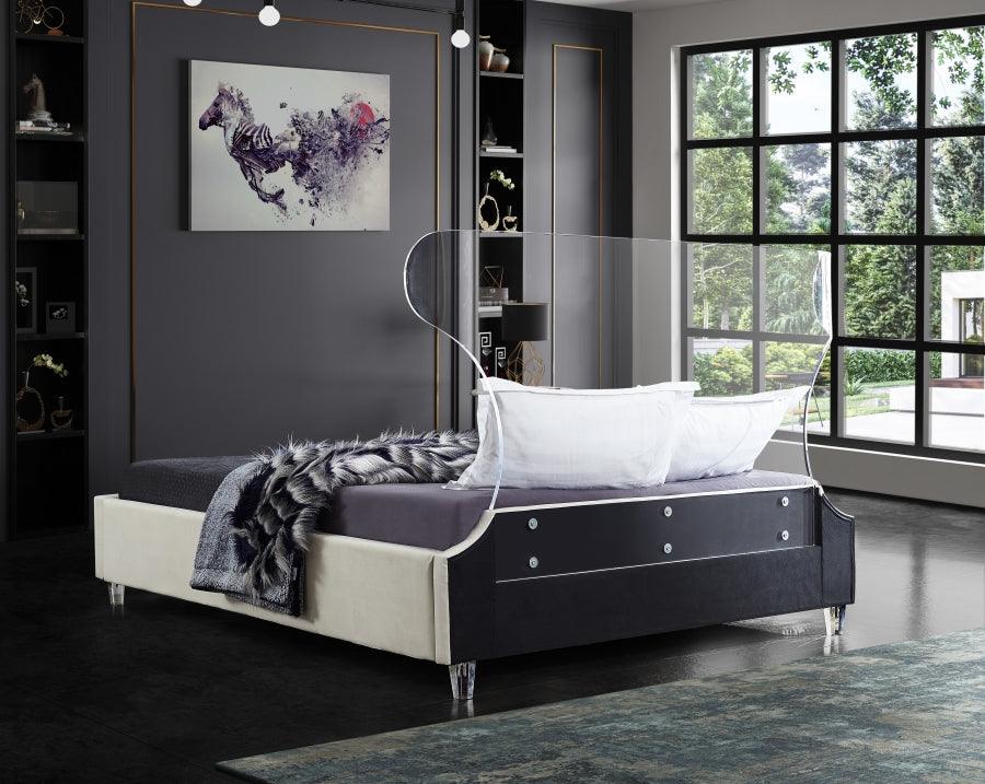 Meridian Furniture - Ghost Velvet King Bed In Cream - Ghostcream-K