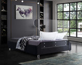 Meridian Furniture - Ghost Velvet Queen Bed In Black - Ghostblack-Q