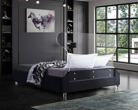 Meridian Furniture - Ghost Velvet King Bed In Black - Ghostblack-K