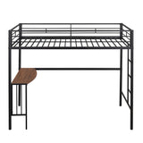 Twin Over Full Metal Bunk Bed with Desk, Ladder and Quality Slats for Bedroom, Metallic Black（OLD SKU :LP000092AAB） - Home Elegance USA