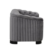 64" Velvet Upholstered Loveseat Sofa,Modern Loveseat Sofa with Thick Removable Seat Cushion,2 - Person Loveseat Sofa Couch for Living Room,Bedroom,or Small Space,Gray | Home Elegance USA